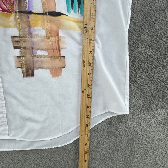 Creative Artwear L White Long Sleeve Button Up Shirt Cactus Sun Southwest Art - Picture 7 of 12